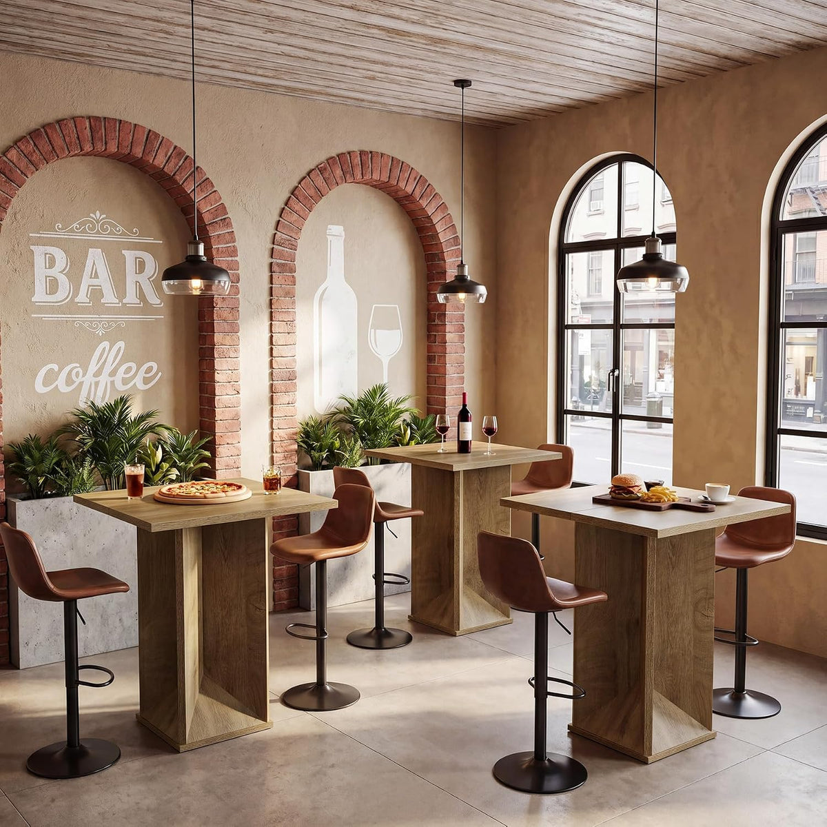 31" Square Bar Table, Home Bar Counter Height Pub Bistro Table