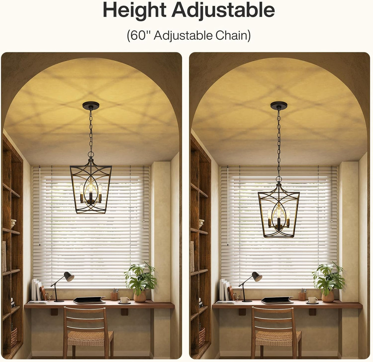 4-Light Pendant Light Fixture, Industrial Chandelier With Adjustable Chain