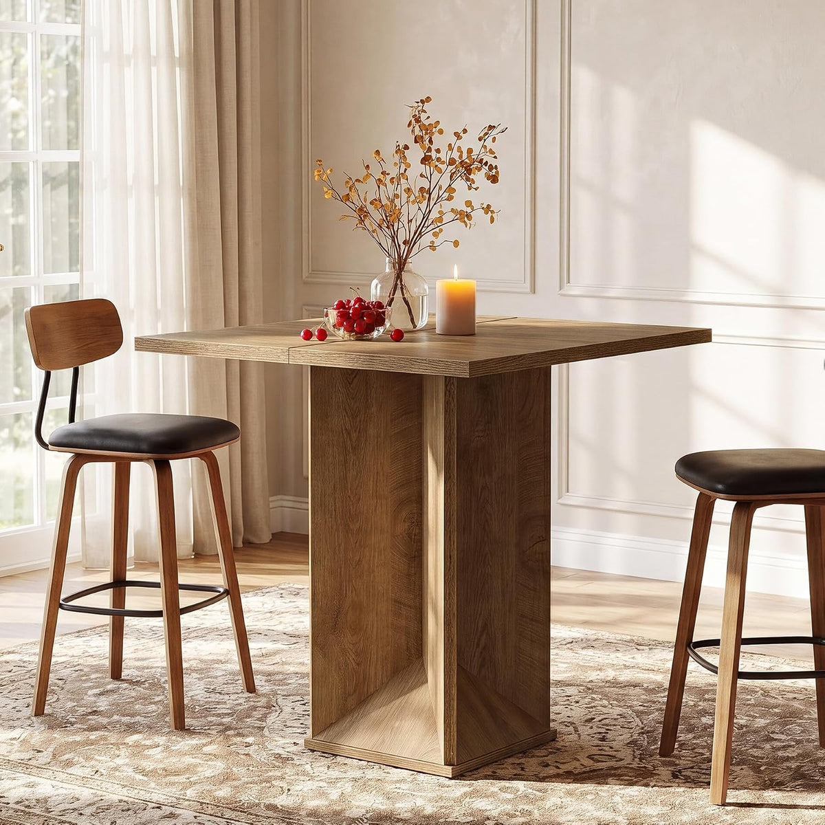 31" Square Bar Table, Home Bar Counter Height Pub Bistro Table