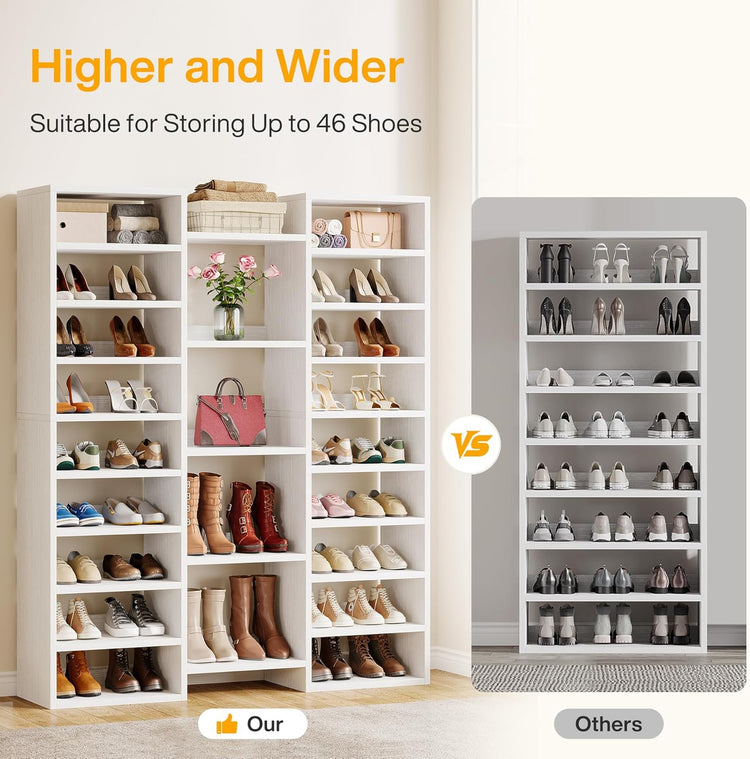 Tribesigns 14-Tier Tall Shoe Rack, Freestanding Wooden Shoe Organizer for Closet and Entryway