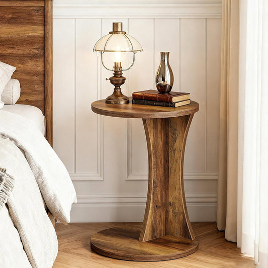 C-Shaped Nightstand, 2-Tier Bedside Table with Storage for Bedroom