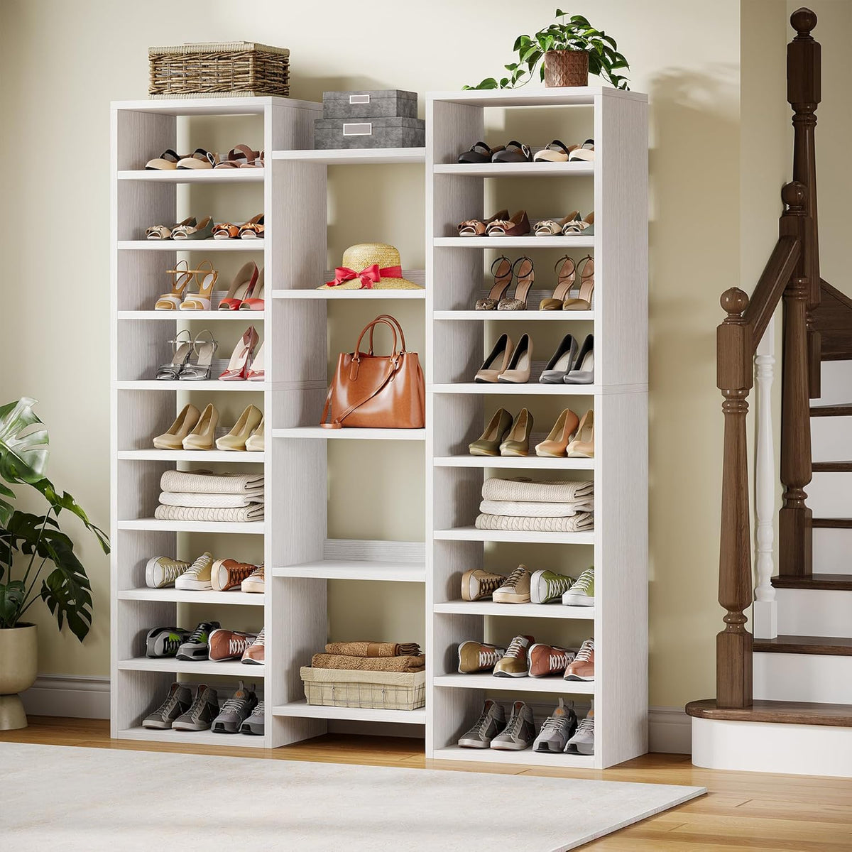 Tribesigns 14-Tier Tall Shoe Rack, Freestanding Wooden Shoe Organizer for Closet and Entryway