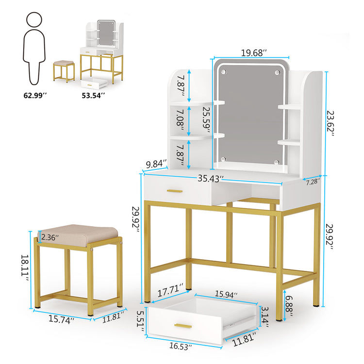 LED Lighted Vanity Set