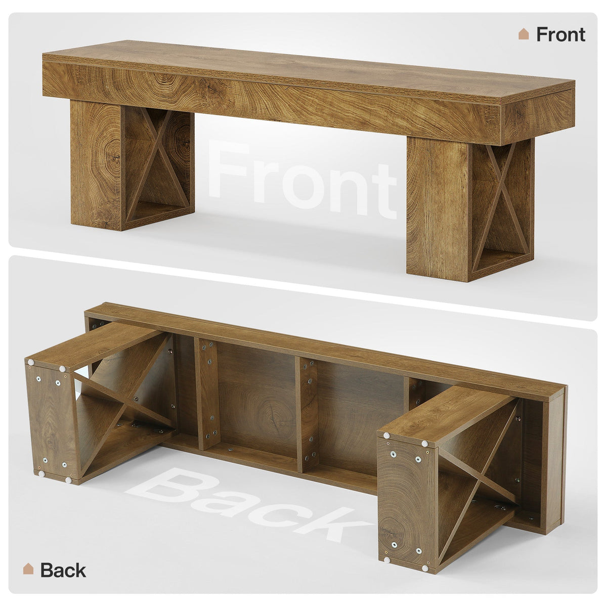 55" Dining Bench, Farmhouse Entryway Bench for Dining Room