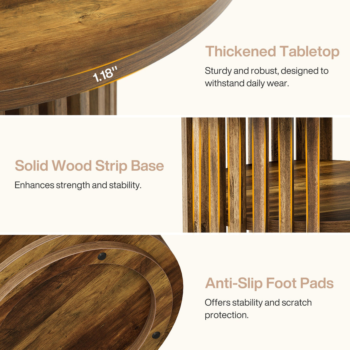 47" Round Conference Table, Wooden Small Meeting Room Table for 4