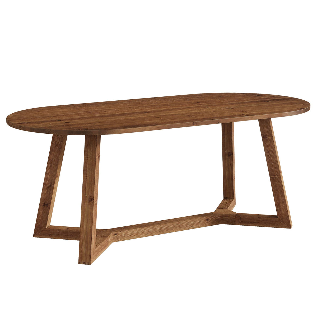 Solid Wood Oval Dining Table, 63" Kitchen Table with Sturdy Tapered Legs for 4-6
