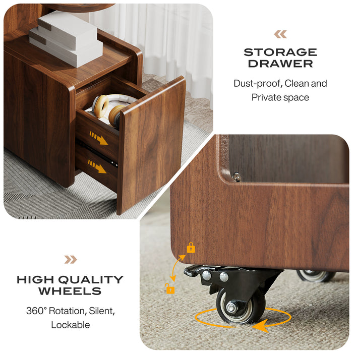 Mobile End Table with Wheels