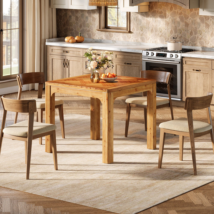 Solid Wood Square Dining Table, 31.5" Kitchen Table with 3D Textured Tabletop