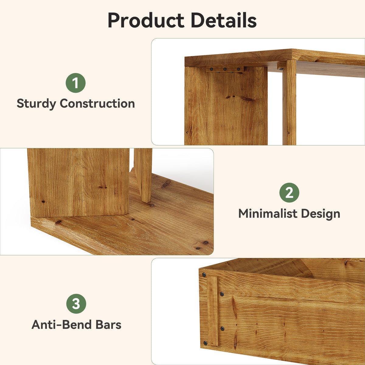 2-Tier Solid Wood Console Table, 55" Farmhouse Entryway Table for Foyer
