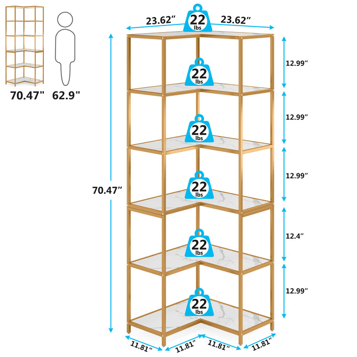 L-Shaped Etagere Bookcase