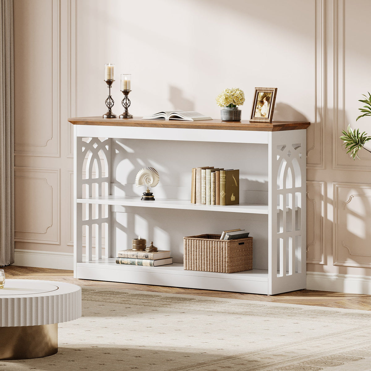 3-Tier Console Table, 41.34" Modern Entryway Sofa Table Behind the Couch