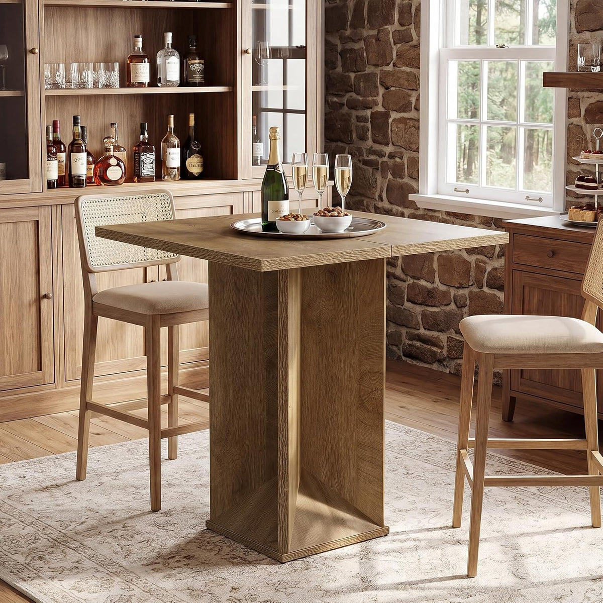 31" Square Bar Table, Home Bar Counter Height Pub Bistro Table