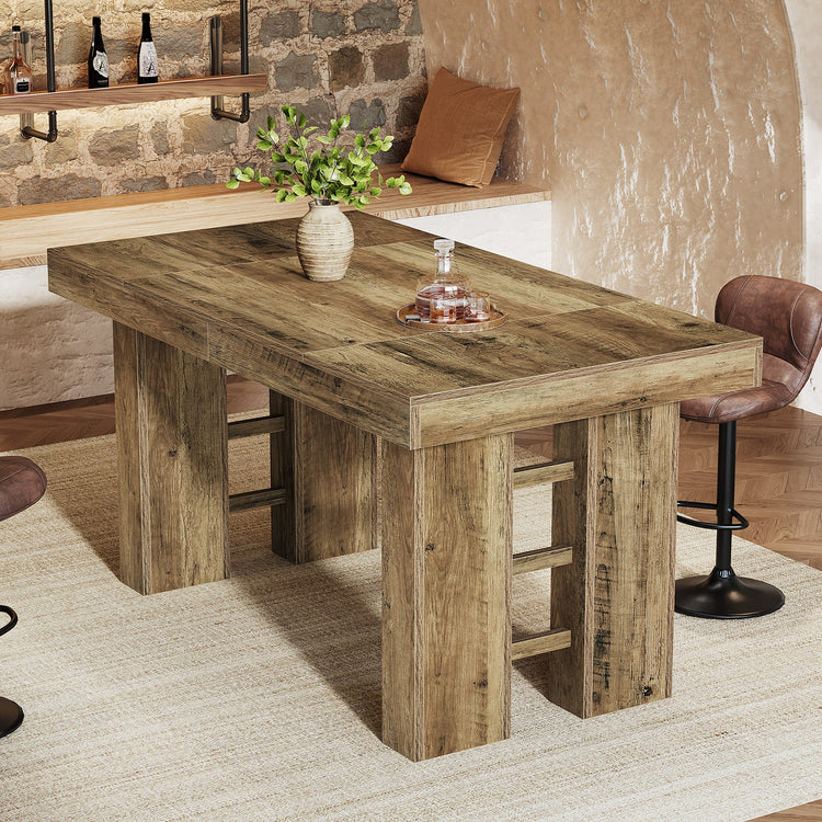 63" Bar Table, Rectangular Counter Height Pub Table for Kitchen