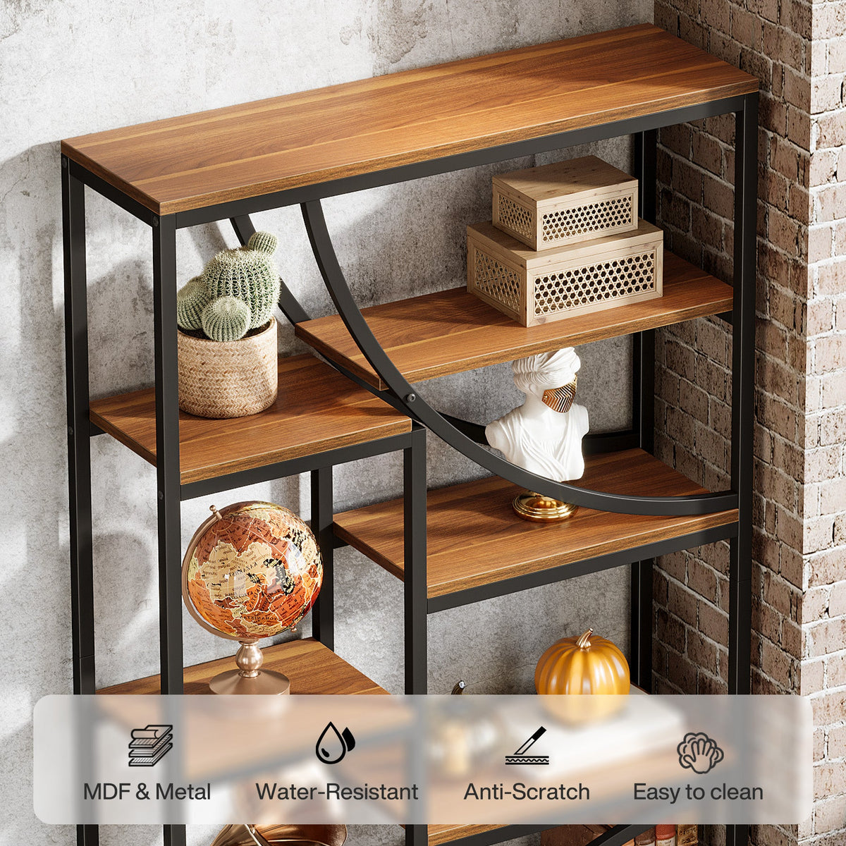9-Tier Bookcase, 70.87" Industrial Etagere Bookshelf with Open Shelf
