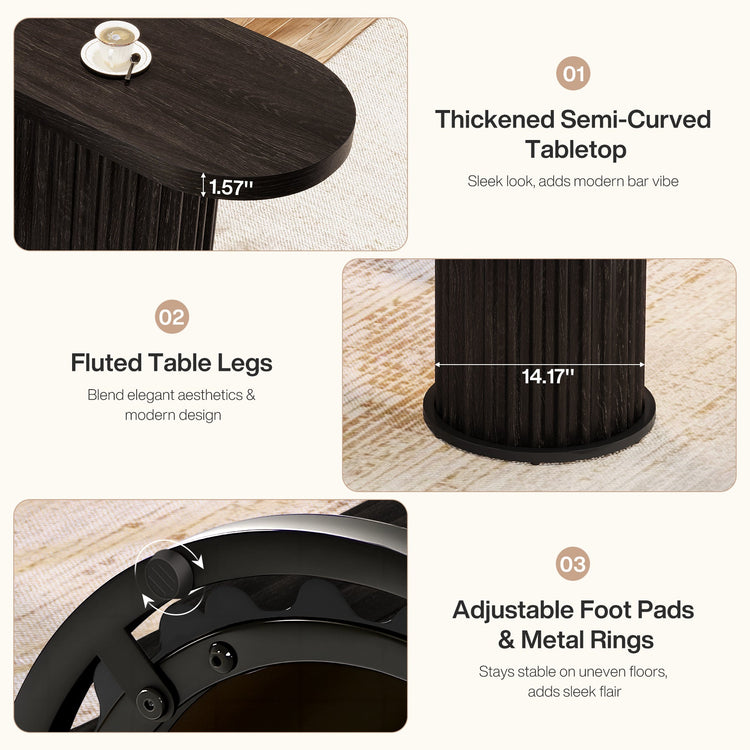 63" Bar Table, Counter Height Pub Table with Fluted Cylindrical Base