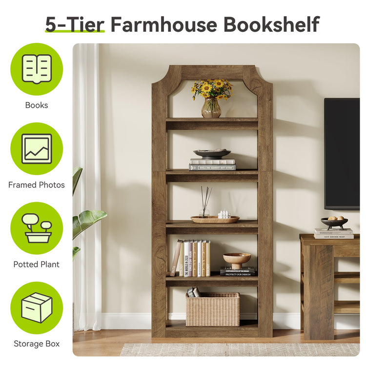 5-Tier Bookshelf, 70.9" Freestanding Bookcase with Open Storage Shelves