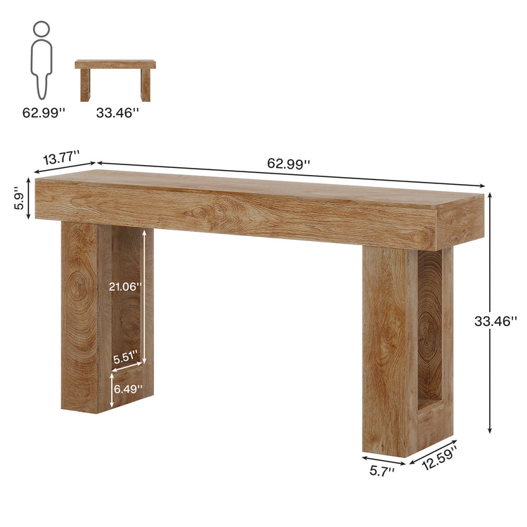 63-Inch Console Table, Farmhouse Wooden Sofa Table Entryway Table