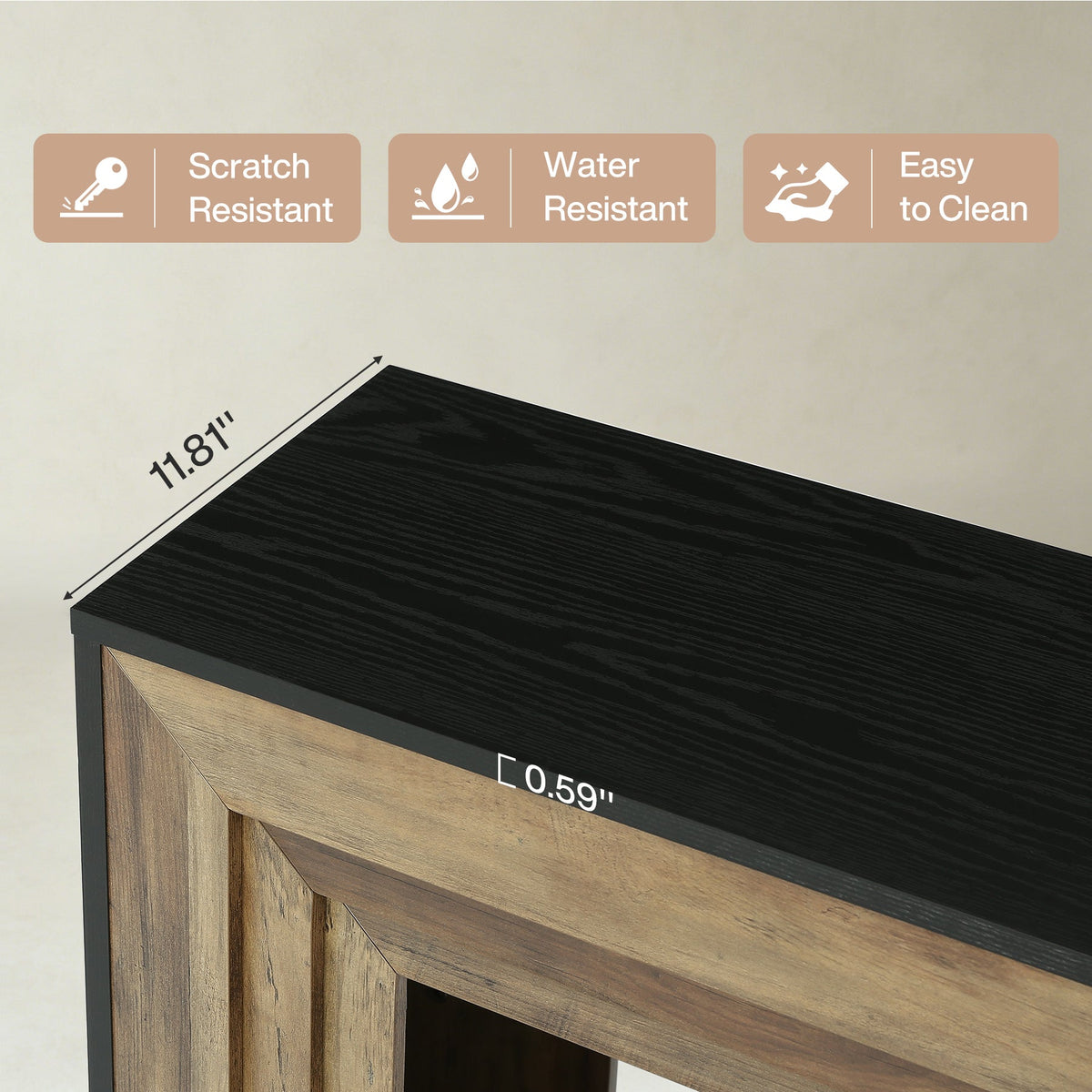 41.4" Narrow Console Table, Entryway Table with Open Storage, Vintage Wood & Matte Black Finish