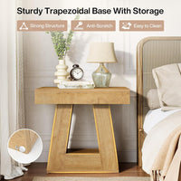 24" End Table, 2 - Tier Narrow Side Table with Trapezoid Base Tribesigns