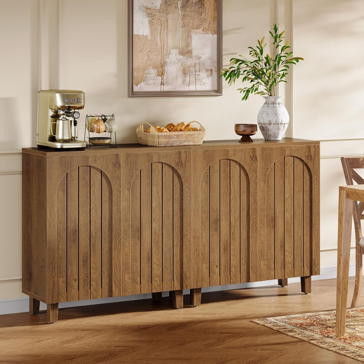 Sideboard Buffet Cabinet Set of 2, 63" Accent Cabinet with Shutter Doors