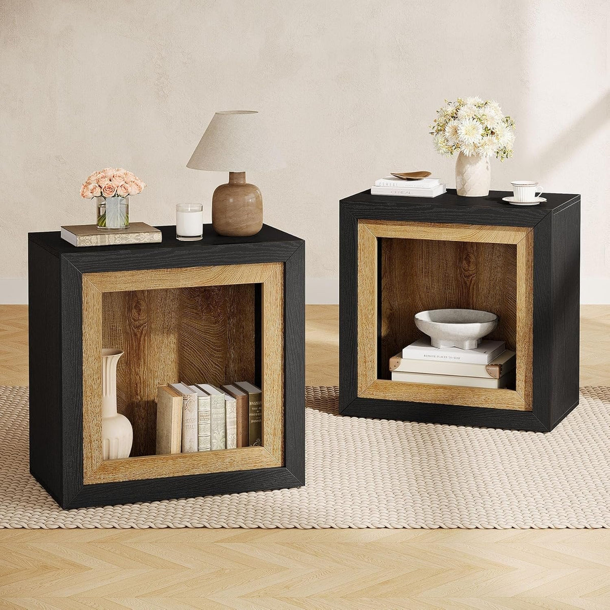 Modern Rectangular Side Table Modern End Table, Rectangle Side Table with Frame-Inspired Design ...