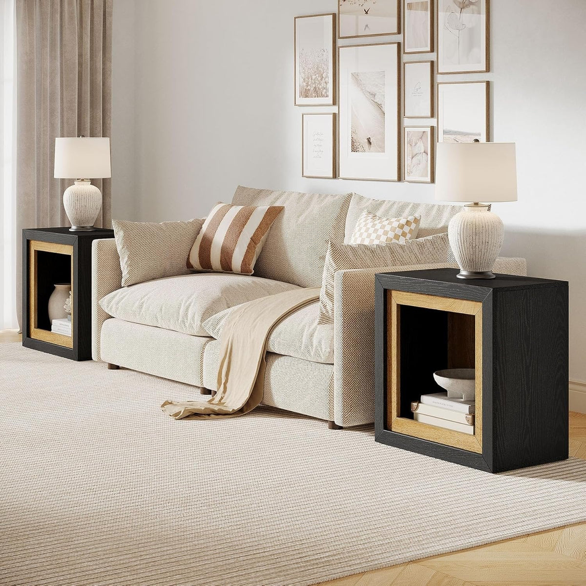 Modern Rectangular Side Table Modern End Table, Rectangle Side Table with Frame-Inspired Design ...