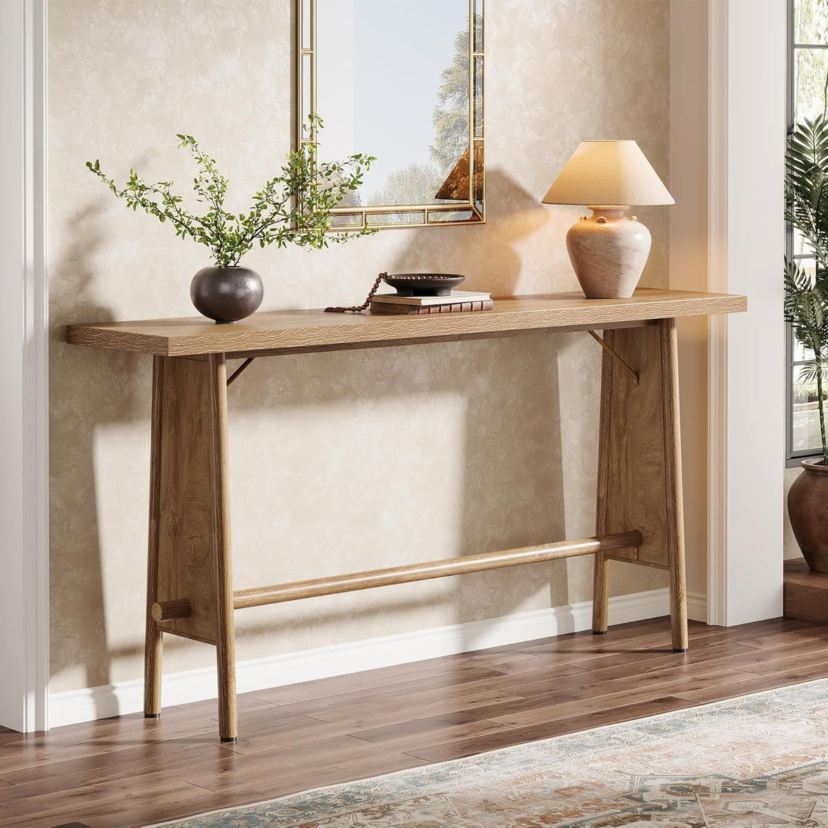 63" Console Table, Modern Entryway Sofa Table with Metal Legs