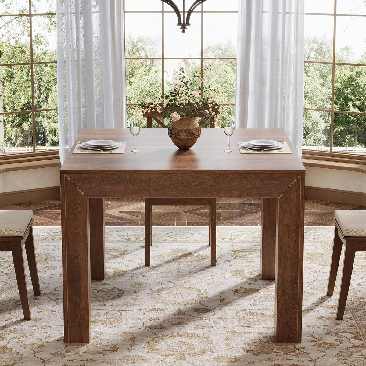 Square Dining Table for 4, 39.4" Kitchen Table with Robust Legs