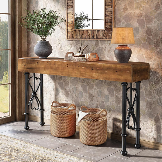 55" Console Table,  Farmhouse Entryway Sofa Table for Hallway