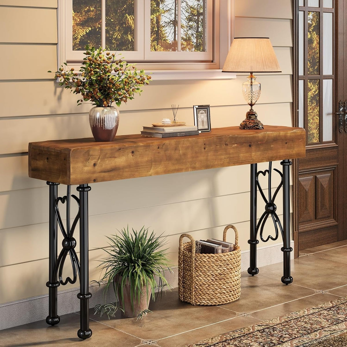 55" Console Table,  Farmhouse Entryway Sofa Table for Hallway