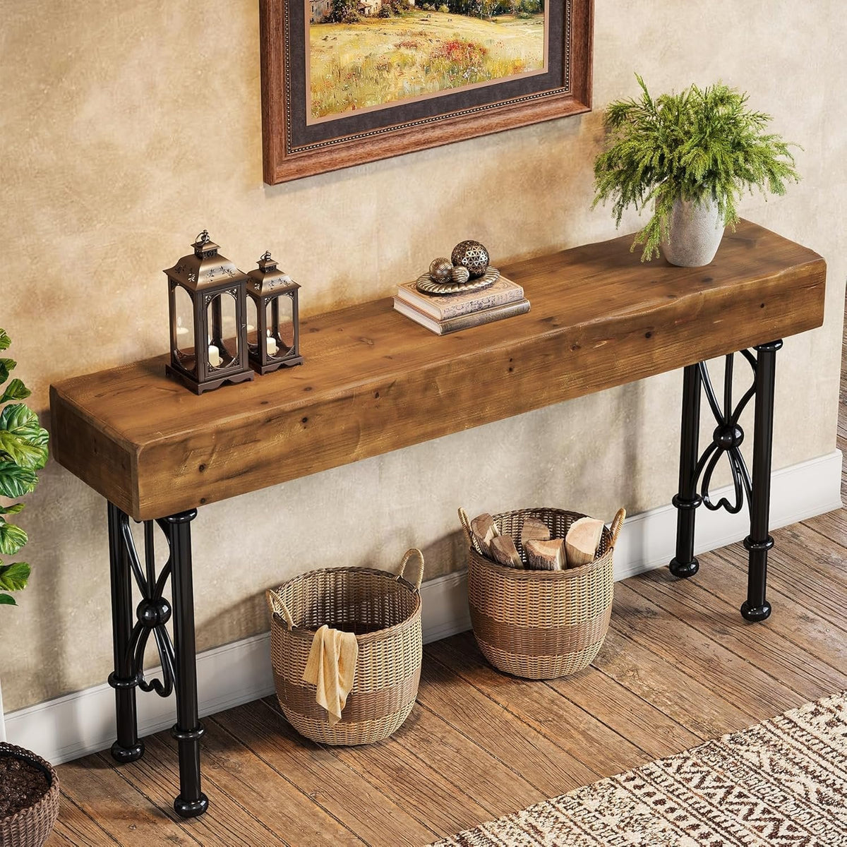55" Console Table,  Farmhouse Entryway Sofa Table for Hallway