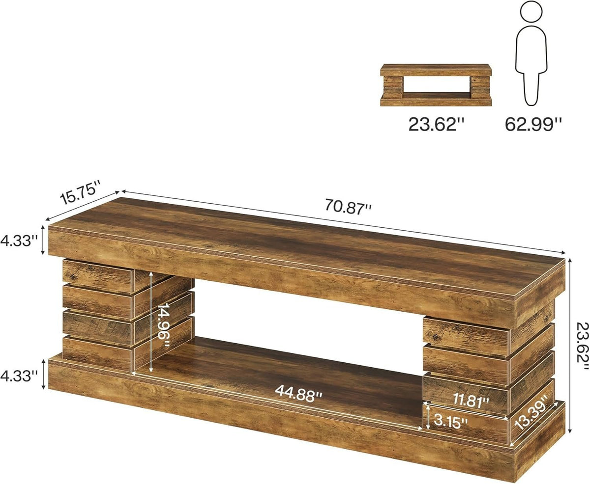 70.9" TV Stand for 65/70/75/80" TVs, Industrial Entertainment Center with Storage