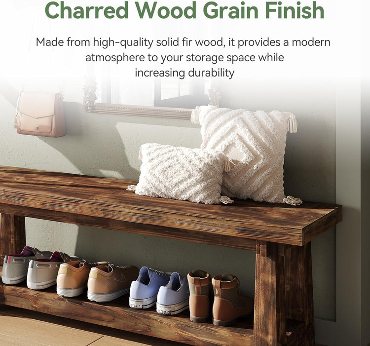 55" Entryway Bench, Foyer Bench with Shoe Storage for Hallway