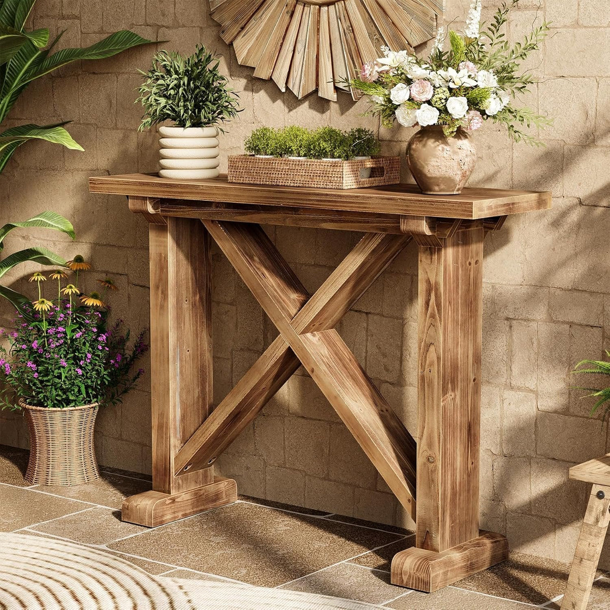 41.3" Console Table, Farmhouse Wood Entryway Table Sofa Table