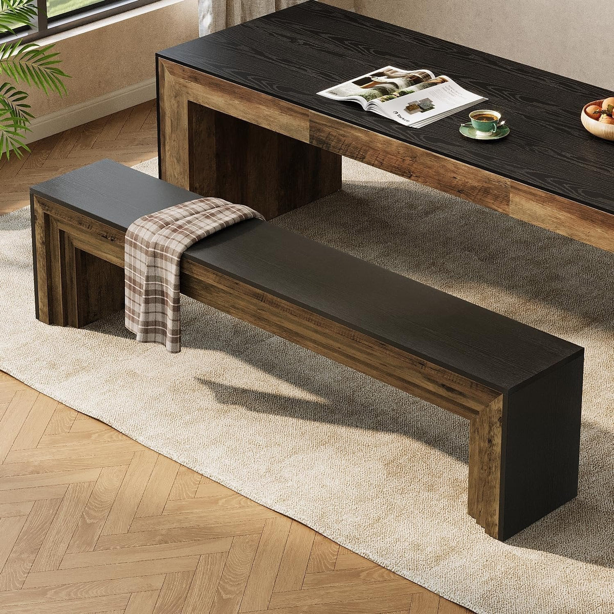 70.9“ Dining Bench, Farmhouse Long Kitchen Bench Seating