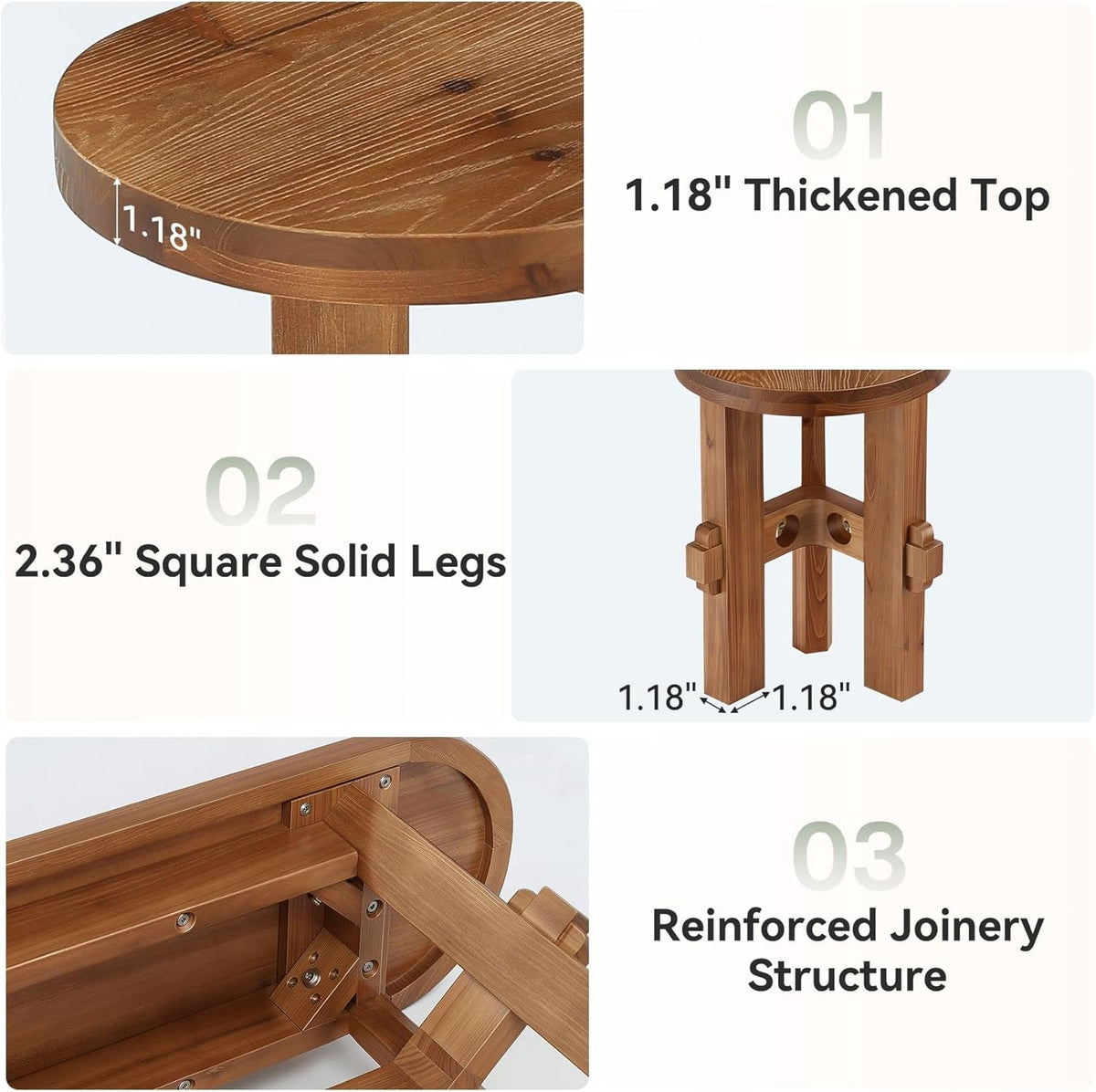 55" Solid Wood Dining Bench, Indoor Bench for Dining Table & Living Room