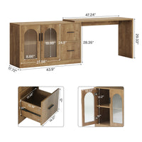 L-Shaped Computer Desk, 55" Executive Desk Office Workstation with Storage Cabinet