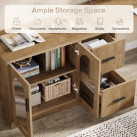 L-Shaped Computer Desk, 55" Executive Desk Office Workstation with Storage Cabinet