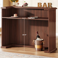 Mid-Century Bar Table, 55" Home Bar Unit Liquor Wine Table