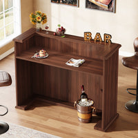 Mid-Century Bar Table, 55" Home Bar Unit Liquor Wine Table
