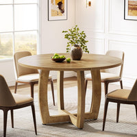 Round Dining Table, 47.2" Kitchen Dinner Table with Cross Base for 4 People