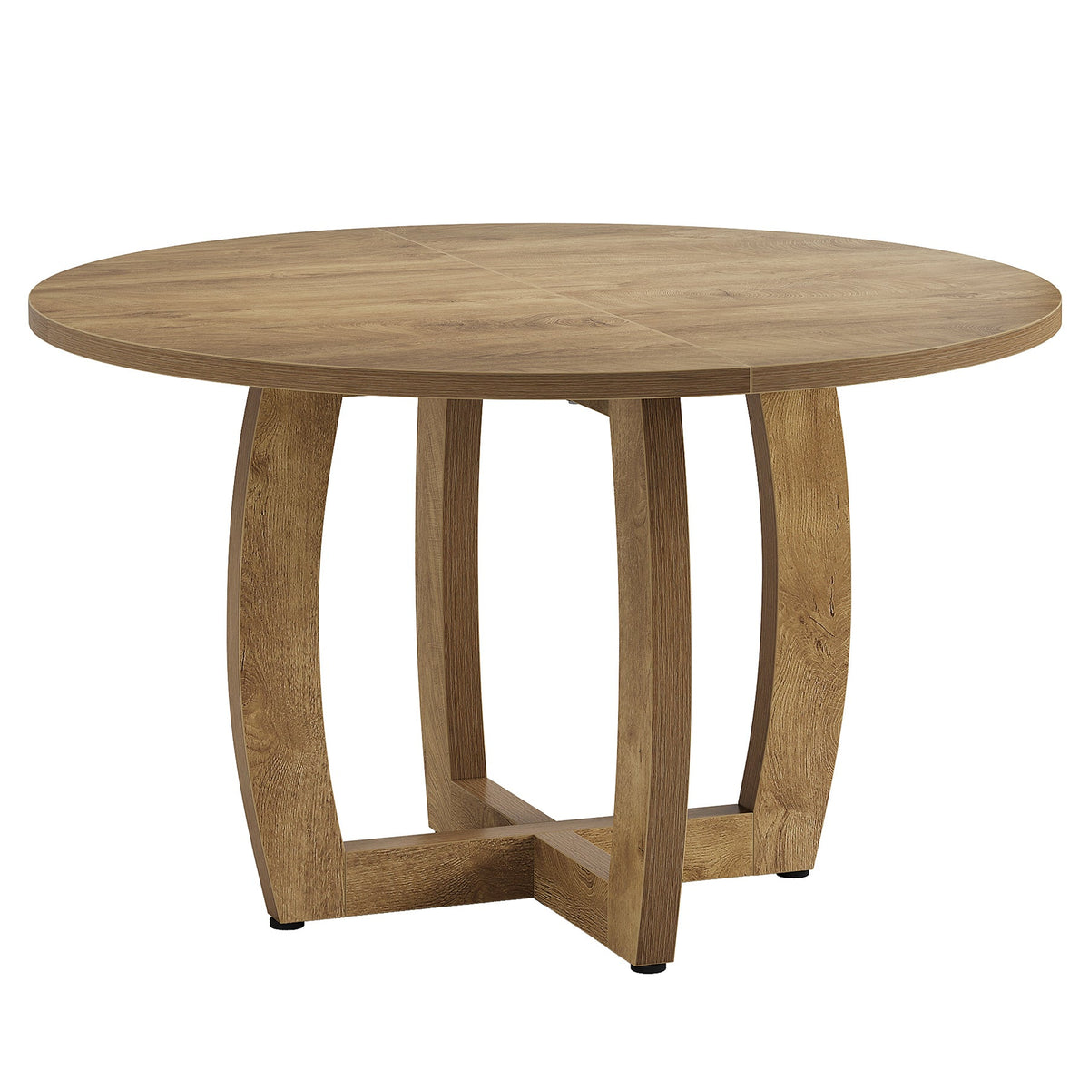 Round Dining Table, 47.2" Kitchen Dinner Table with Cross Base for 4 People