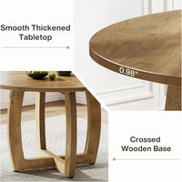 Round Dining Table, 47.2" Kitchen Dinner Table with Cross Base for 4 People
