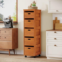 Slim Storage Cabinet, Tall Organizer Tower Vertical Tower Unit with Wheels