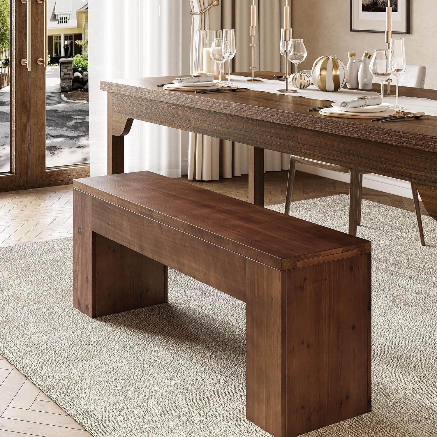 Wood Dining Bench, 47.2