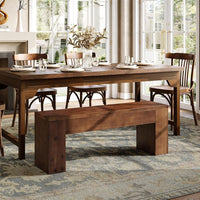 Solid Wood Dining Bench, 47.2" Farmhouse Entryway Bench with Sturdy Legs