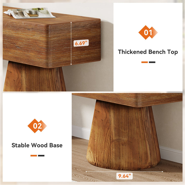 Solid Wood Entryway Shoe Bench, Farmhouse End of Bed Bench with Bucket Legs