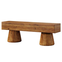 Solid Wood Entryway Shoe Bench, Farmhouse End of Bed Bench with Bucket Legs