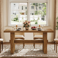Solid Wood Kitchen Table, 63" Farmhouse Dining Table Dinner Table for 6