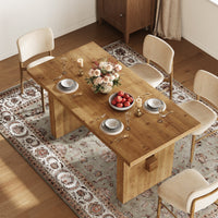 Solid Wood Kitchen Table, 63" Farmhouse Dining Table Dinner Table for 6